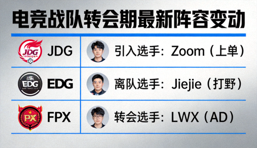 电竞战队转会期最新阵容变动资讯配图