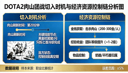 DOTA2 肉山团战切入时机与经济资源控制链分析图